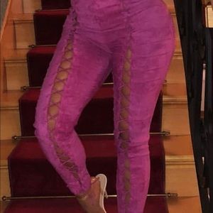 House of cb Pink lace up pants worn once!!